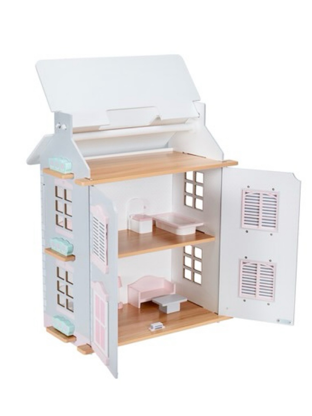ANKO | WOODEN WHITE COTTAGE DOLL HOUSE PLAYHOUSE (2+ YR)